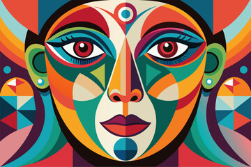 Fototapeta premium Vector colorful woman face art illustration 