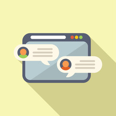 Flat design vector illustration of a browser window with message bubbles representing online conversation