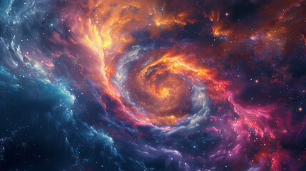 Dynamic Galactic Swirls A Kaleidoscope of Colorful Star Fields in the Vast Cosmos, Captured Through...