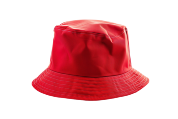 red bucket hat isolated on white