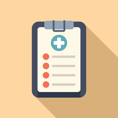 Vector illustration of a medical clipboard with check marks on a beige backdrop