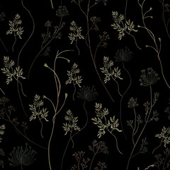  Pattern with watercolor flowers. Wildflowers watercolor flowers. Watercolor herbs, branch with leaves.