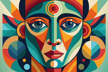 Fototapeta premium Vector colorful woman face art illustration 