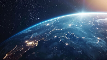 Fototapeta premium Photo of Earth Viewed From Space at Night