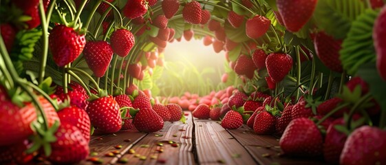 arch of juicy and fresh strawberries