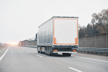 Intermodal Multimodal Distribution Delivery Freight Cargo Truck In Motion..