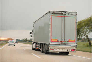 Intermodal Multimodal Distribution Delivery Freight Cargo Truck In Motion..