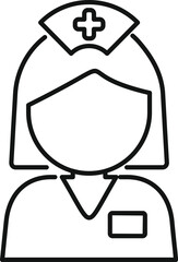 Simple and minimalist nurse avatar line icon drawing for healthcare and medical services, featuring a female staff member in a uniform