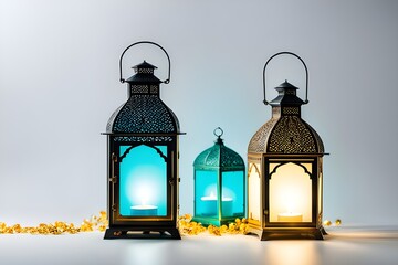 Naklejka premium modern beautiful minimalistic eid ul adha eid ul fitr ramadan Mubarak Islamic lantern celebration background