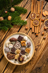 Various types of typical Czech christmas cookies