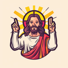 A man with a beard and a cross on his head