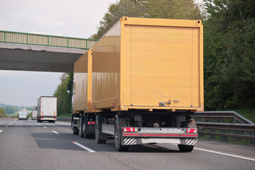 Intermodal Multimodal Distribution Delivery Freight Cargo Truck In Motion..