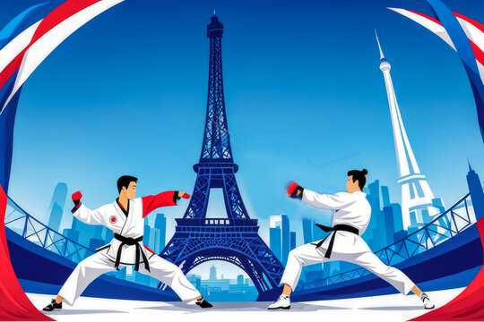 paris sport olympic 2024 ceremony, water color commencement