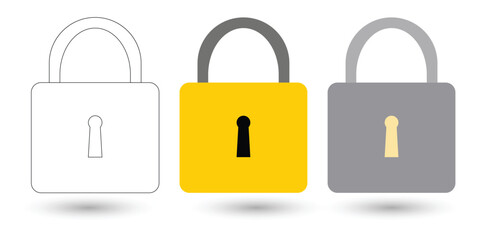 Vector symbol for pad lock on a white background set