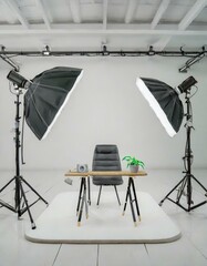 3d studio setup with white background. AI generated