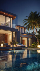 Spectacular Pool Villa, Modern Real Estate Digital Illustration