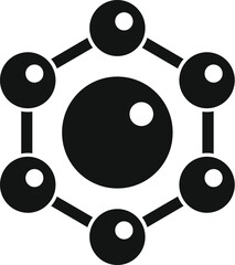 Simplistic monochrome vector icon illustrating a central node connected to multiple points, symbolizing network