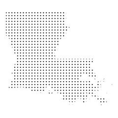 Map of the state of Louisiana is shown in dots