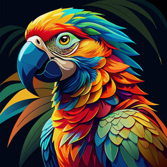 Obraz premium Brightly colored parrot with flowers