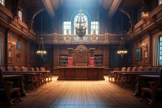 generated Illustration of  empty courthouse room interior