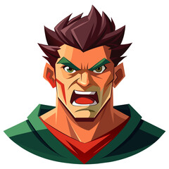 A cartoon of a angry man