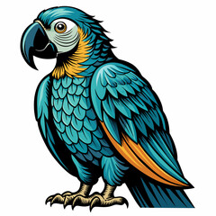 a-parrot--woodcut-style--white-background