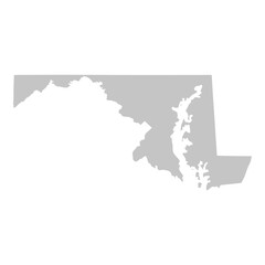 Gray solid map of the state of Maryland