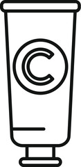 Simplified line art icon depicting a tube with a copyright symbol, representing intellectual property protection