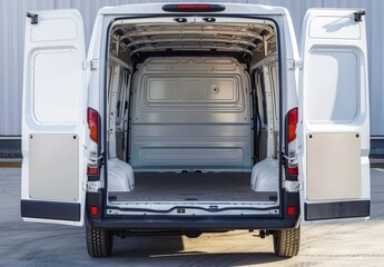 White van's rear doors reveal an empty truck inside.
