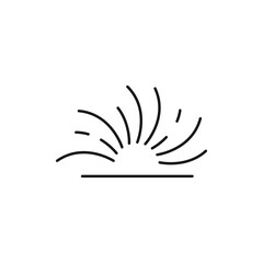 Sun vector icon. Abstract sun rays logo. Sun light black linear icon. Sunset and sunrise symbol. Sun icon template on a white background. Vector illustration.