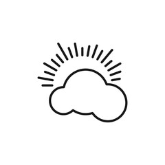 Sun vector icon. Abstract sun rays logo. Sun light black linear icon. Sunset and sunrise symbol. Sun icon template on a white background. Vector illustration.