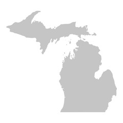 Gray solid map of the state of Michigan