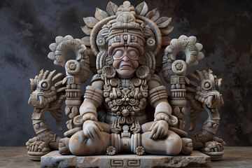 Intricate Sculpture of Xochipilli, Aztec God of Art, Beauty, and Flowers