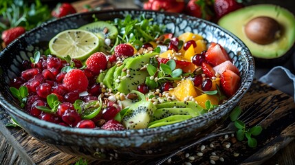 Colorful Fruit Salad in a Bowl