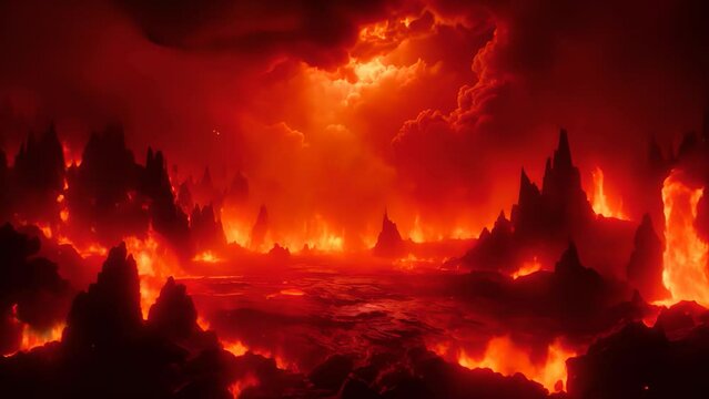 Intense Hellish Landscape burning fire