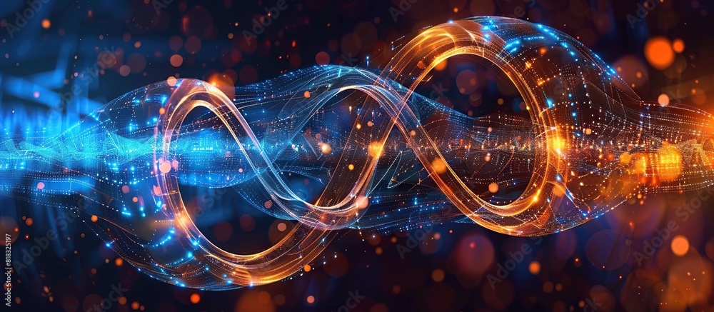 Poster abstract global infinity computer technology concept business background. line infinity connection.
