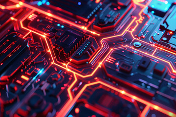 Obraz premium Close Up View of a Computer Circuit Board