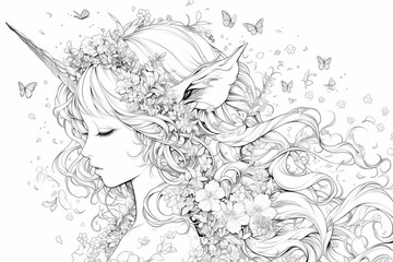 Fototapeta premium Girl With Unicorn Head Drawing