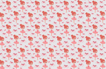 cute ballerina pattern frame, in shades of pink