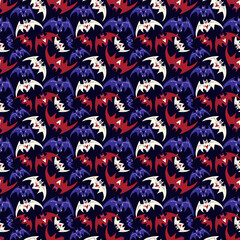  funny magic pattern with bats . mystical pattern with Halloween bats in a trendy cartoon style