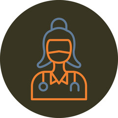 Female Doctor Line Two Color Circle Icon