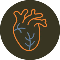 Heart Line Two Color Circle Icon