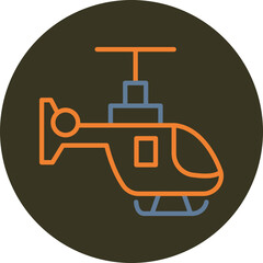 Helicopter Line Two Color Circle Icon