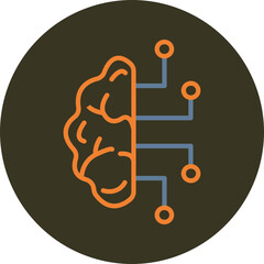 Super Intelligence Line Two Color Circle Icon