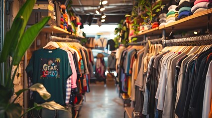 Naklejka premium second-hand clothing store 
