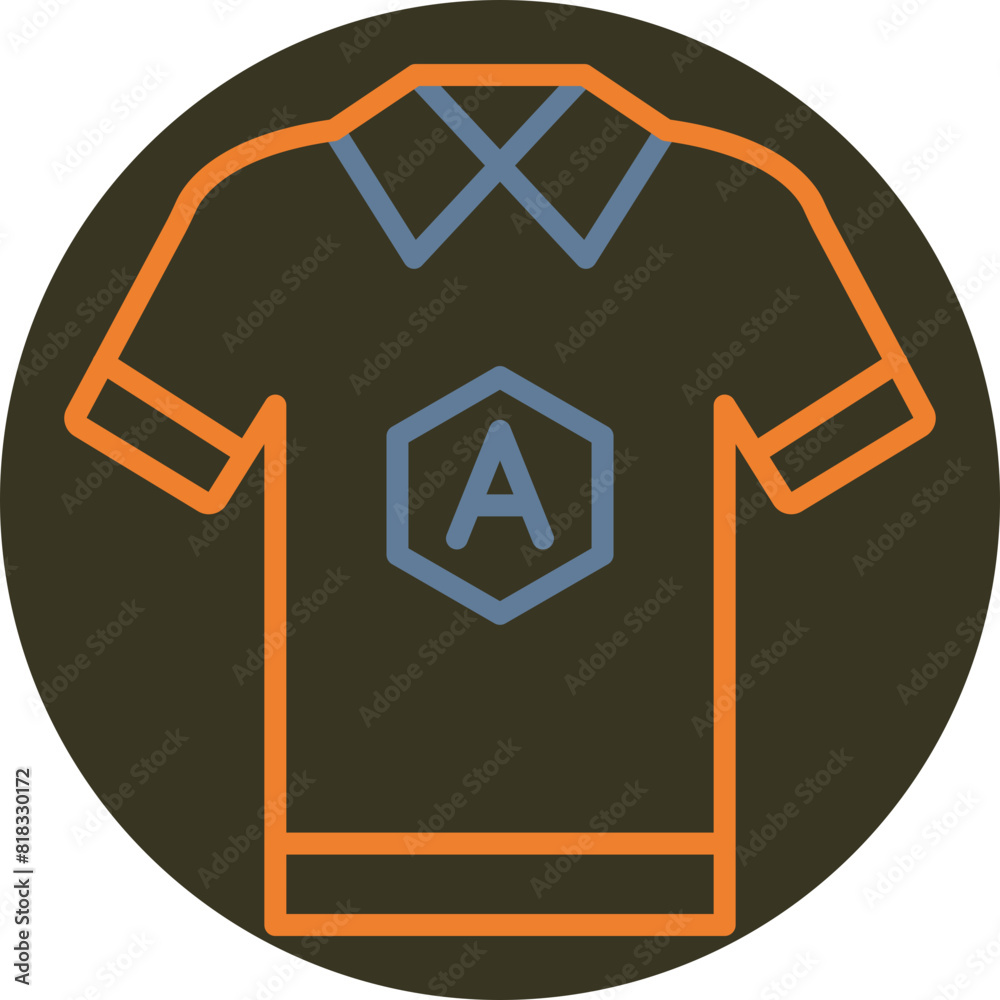 Sticker shirt line two color circle icon