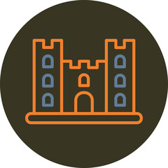 Sand Castle Line Two Color Circle Icon