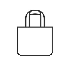 Fabric bag with handle, linear icon. Line with editable stroke