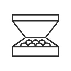 Open box of chocolates, linear icon. Line with editable stroke