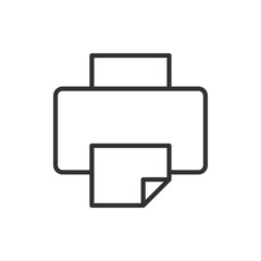 Printer and a piece of paper, linear icon. Line with editable stroke
